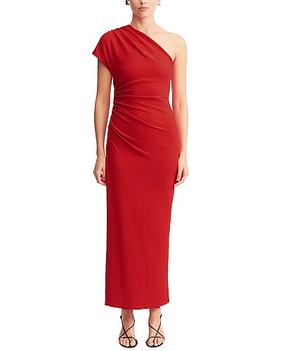shona joy beau asymmetrical midi dress - wedding party dress making it an easy Amalie Navy A-line Midi Size:Brown Mesh