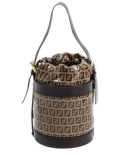 FENDI Brown Zucchino-Print Coated Canvas Bucket Bag (Authentic Pre-Owned)