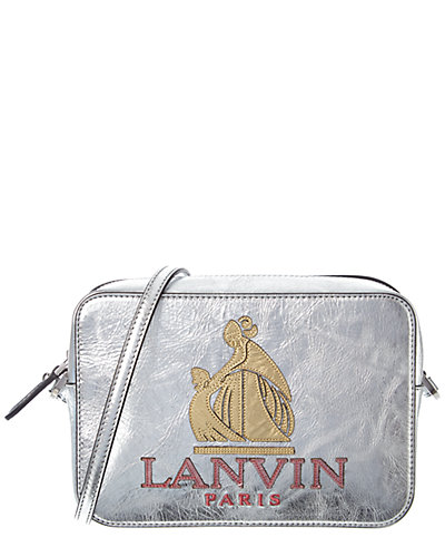 lanvin mini logo metallic leather crossbody bag