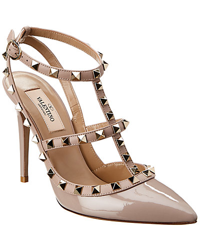 Valentino Cage Rockstud 100 Patent Ankle Strap Pump