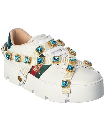 Gucci Ace Bee Leather Platform Sneaker