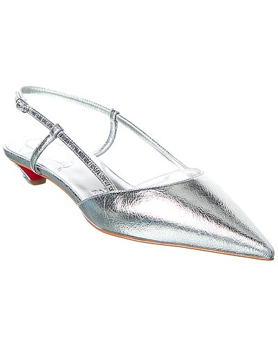 Gilt - Christian Louboutin - Miss Z Slingina 25 Leather Slingback Pump
