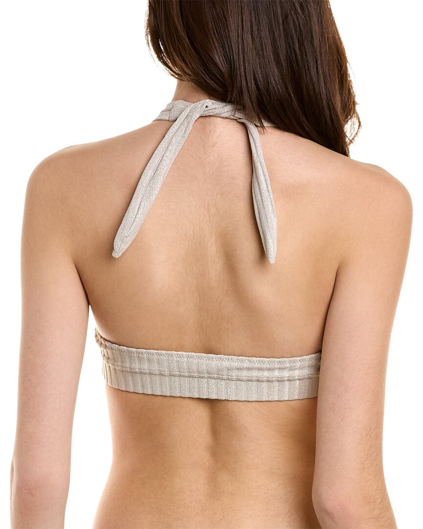 Solid Striped The Reagan Bikini Top In Silver Modesens