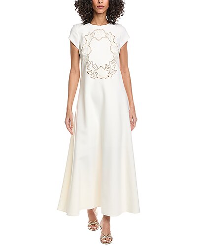 Oscar de la Renta Floral-Print Silk-Satin Maxi Dress