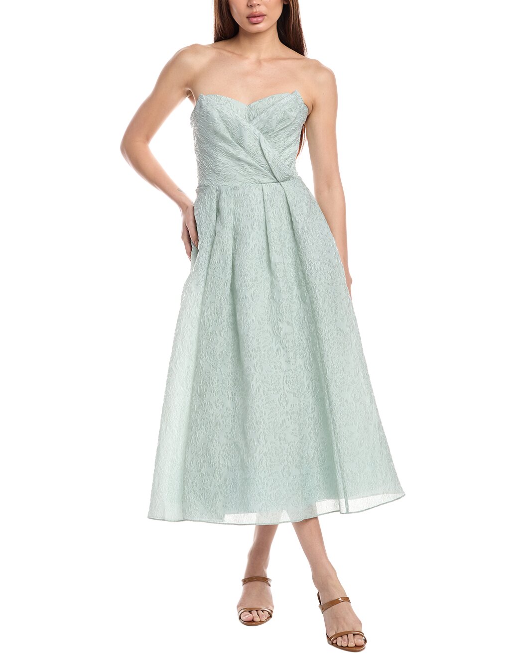 Strapless Tea-Length Cloque Dress