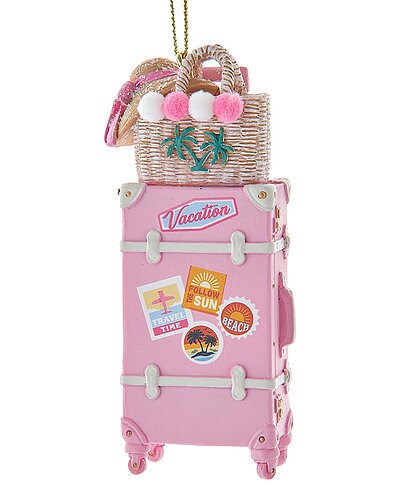Kurt Adler 3.75in Resin Luggage with Bag & Hat Ornament