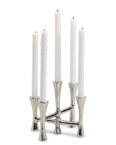 Two's Company Silver Taper Candle Holder