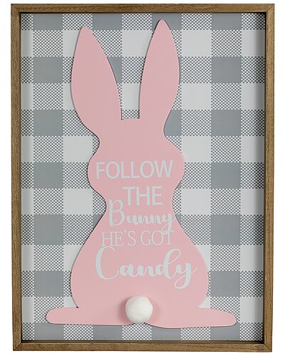 Northlight 15.75in Framed "Follow The Bunny He's Got Candy" Wall Sign