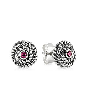 PANDORA Hidden Romance Silver Rhodolite Earring 