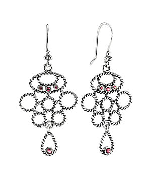 PANDORA Hidden Romance Silver Rhodolite Dangle Earring