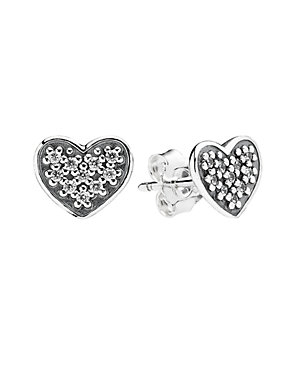 PANDORA Silver Pave CZ "Heart" Earring 