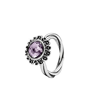 PANDORA Floral Elegance Silver Amethyst Ring