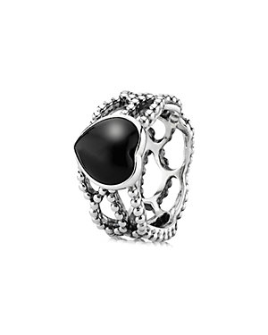 PANDORA Mi Amor Silver Onyx Ring