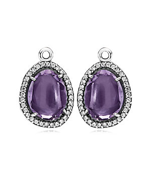 PANDORA Glamorous Legacy Silver Amethyst & CZ Earring Charms