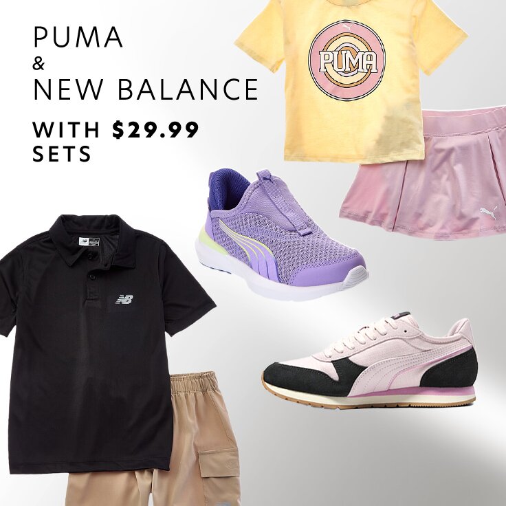 PUMA & New Balance with $29.99 Sets: Kids’ Sporty Style