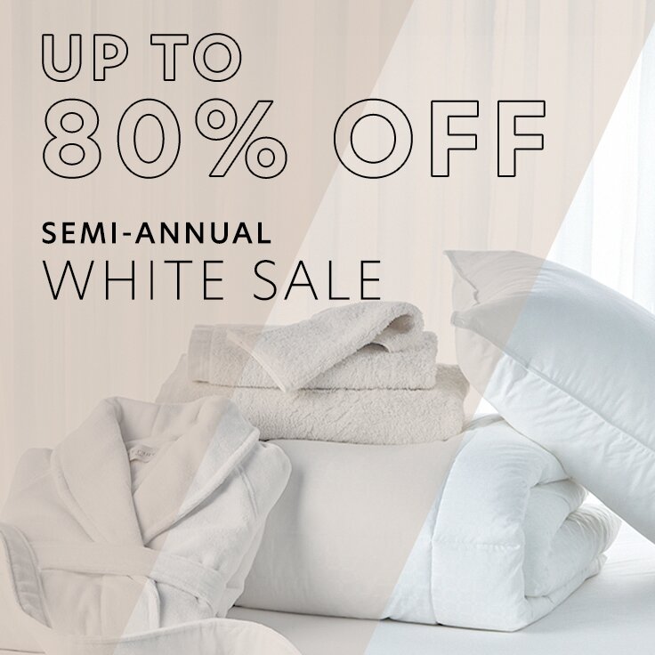 Up to 80% Off Semi-Annual White Sale: Bedding to Bath
