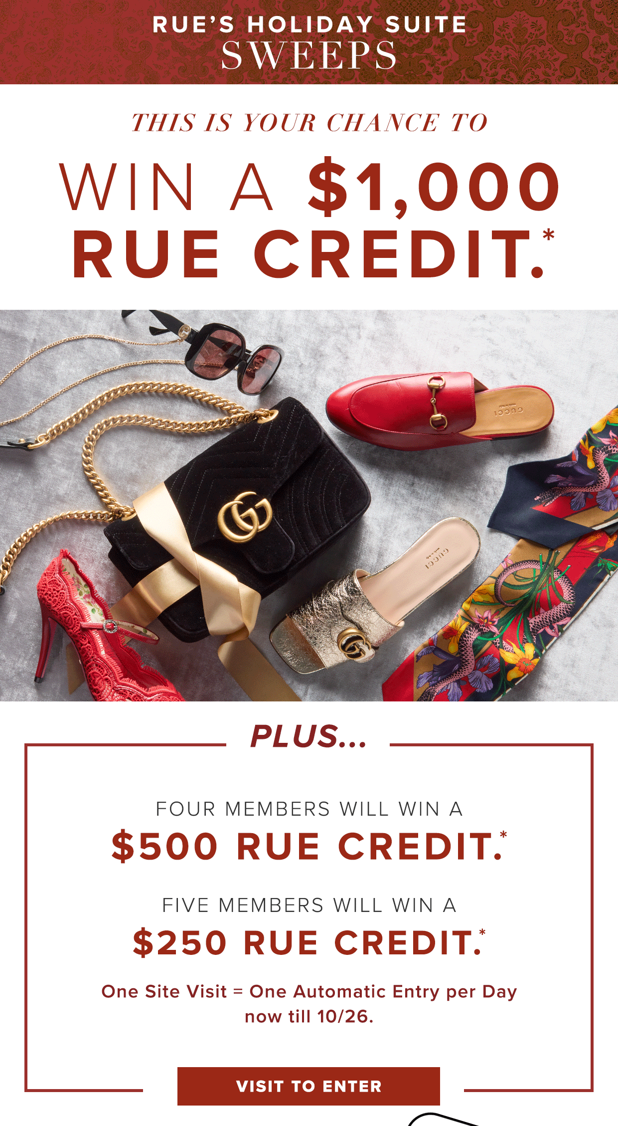 Win a $1,000 Rue Credit*