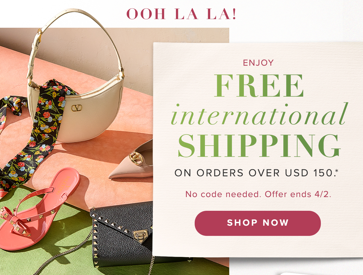 free shipping on international orders over USD 150.*