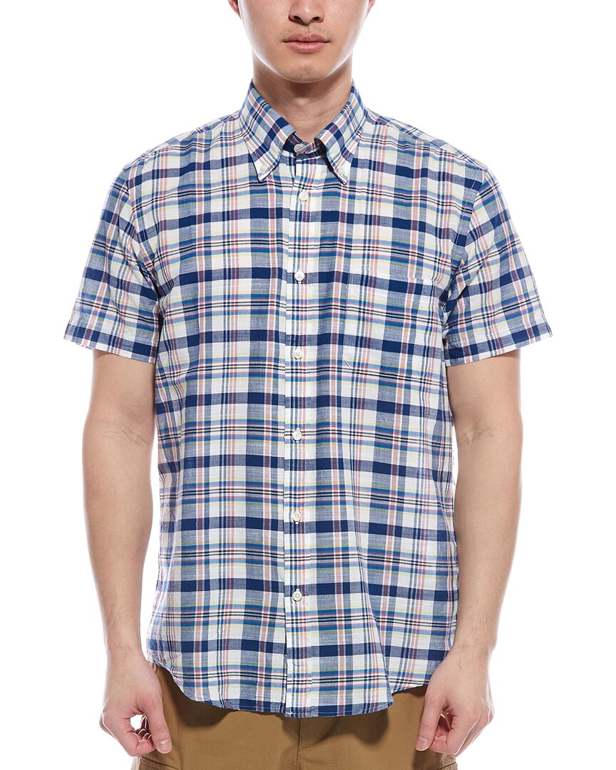 Brooks Brothers Madras Short Sleeve Sport Fit Button-down Shirt In Multi