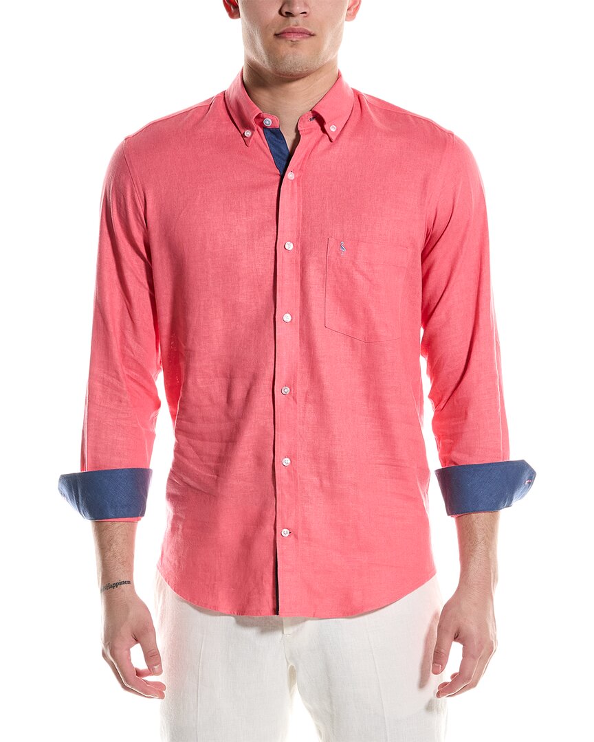 Shop Tailorbyrd Linen-blend Shirt In Red