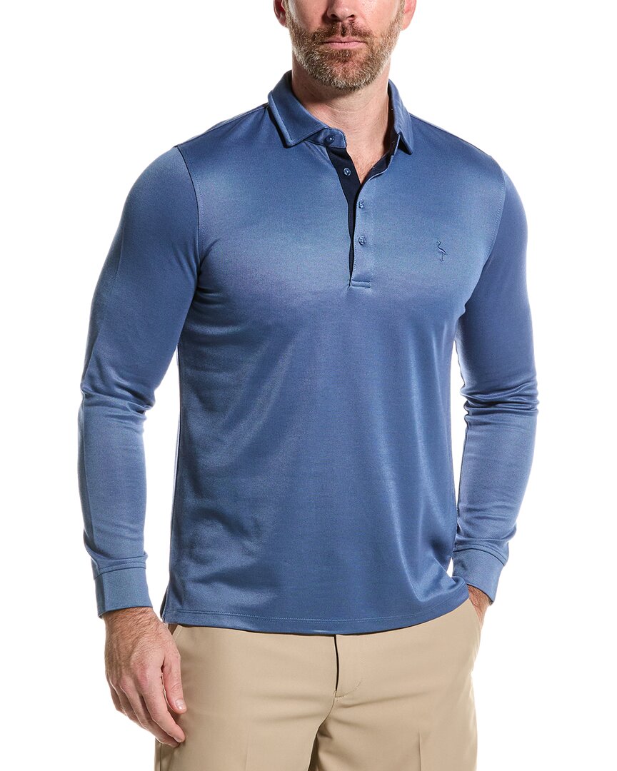 Tailorbyrd Long Sleeve Modal Polo In Blue