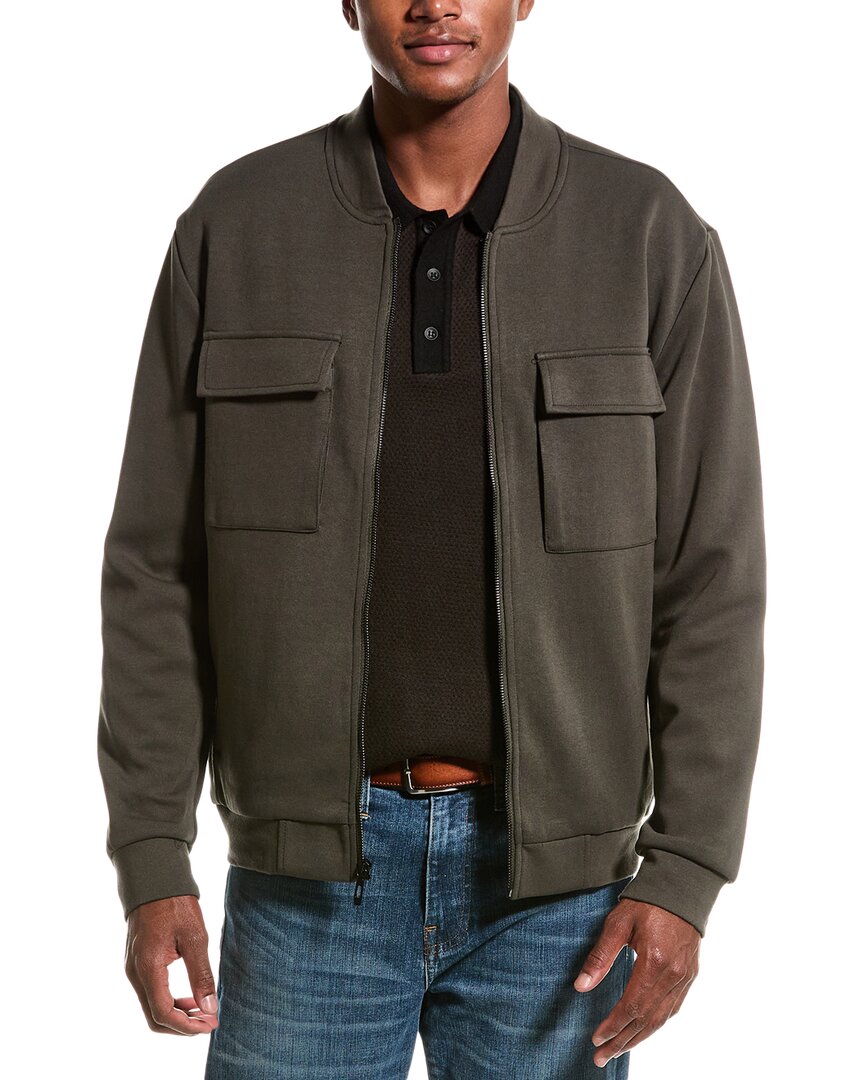 Shop Elie Tahari Slim Fit Zip-up Jacket In Green