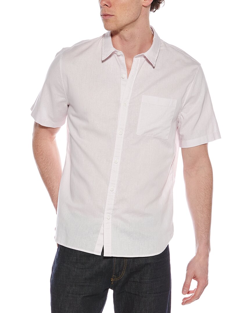 Vince Solid Linen Button Down Shirt In Pink