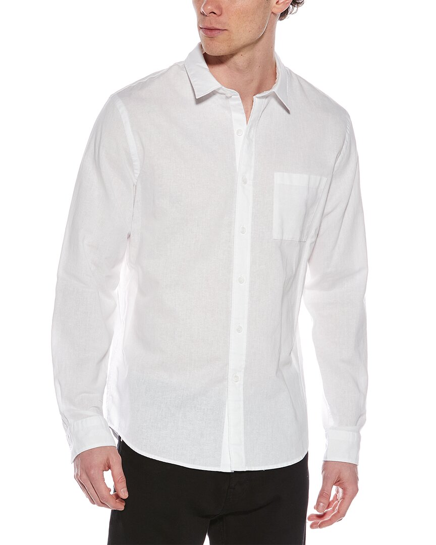 Vince Linen-blend Button-down Shirt In Animal Print