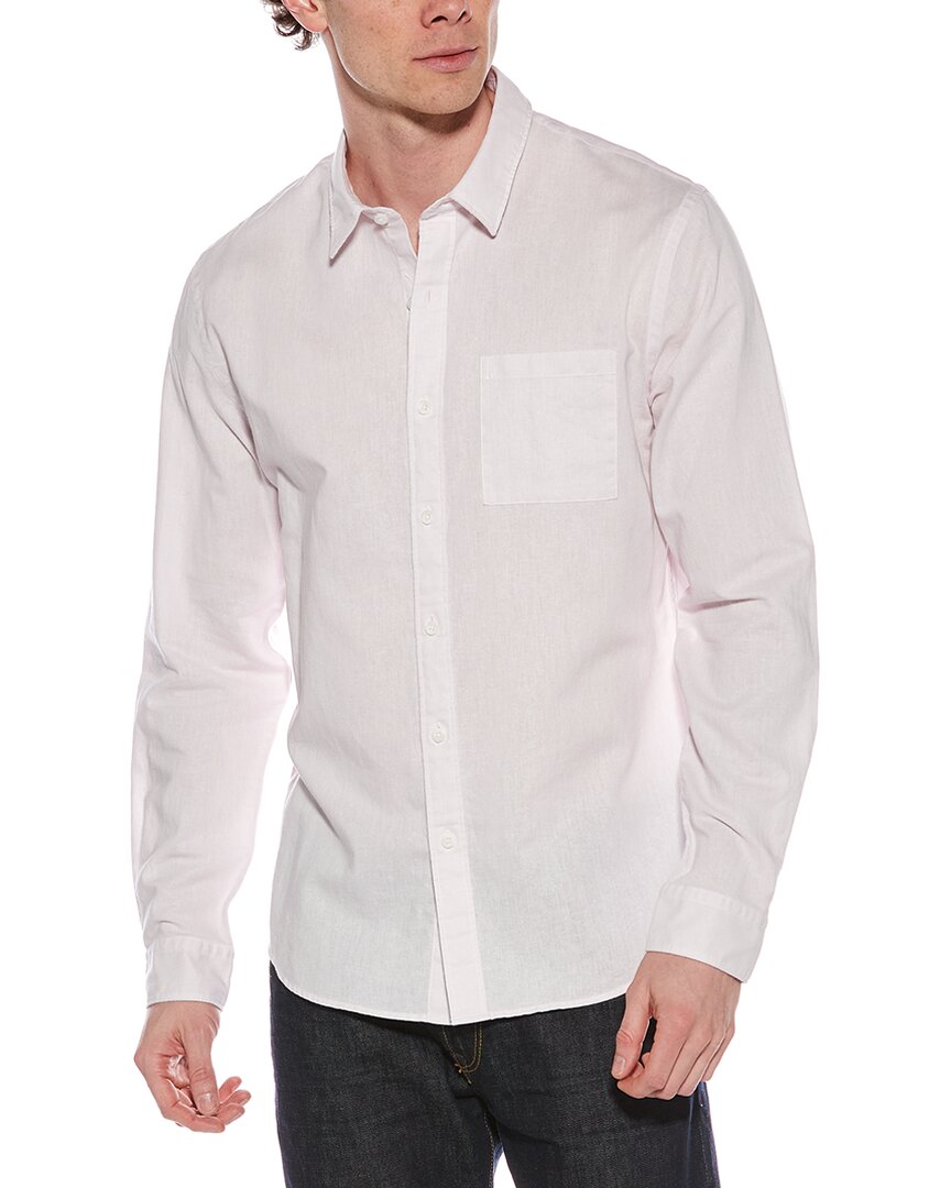 Vince Solid Linen Button Down Shirt In Pink