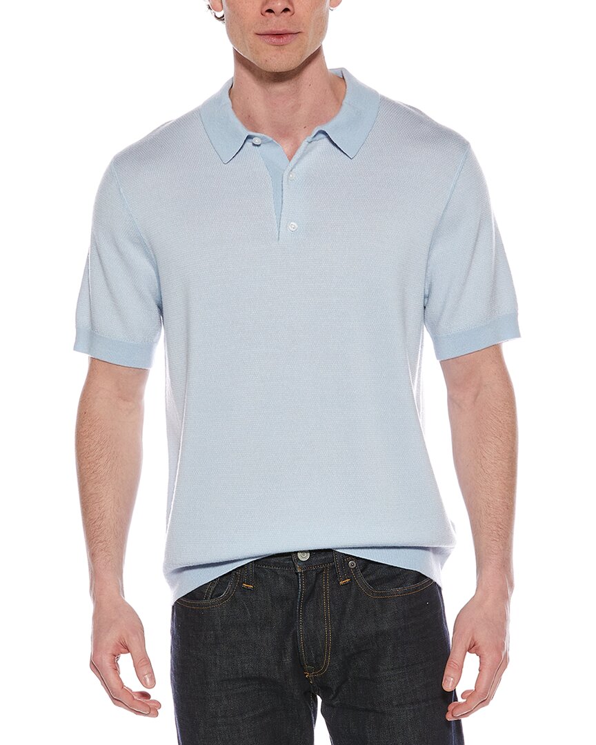 Vince Birdseye Wool-blend Polo Shirt In Blue