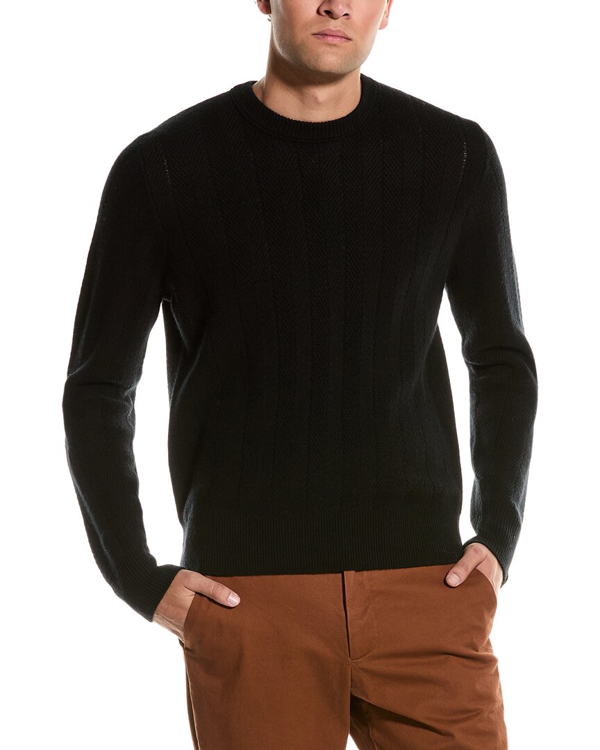 Rag & Bone Durham Herringbone Cashmere Crewneck Sweater In Black