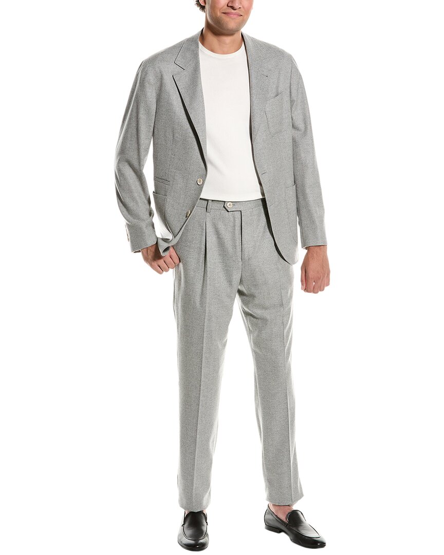 Brunello Cucinelli Wool & Cashmere-blend Suit With Pleated Pant