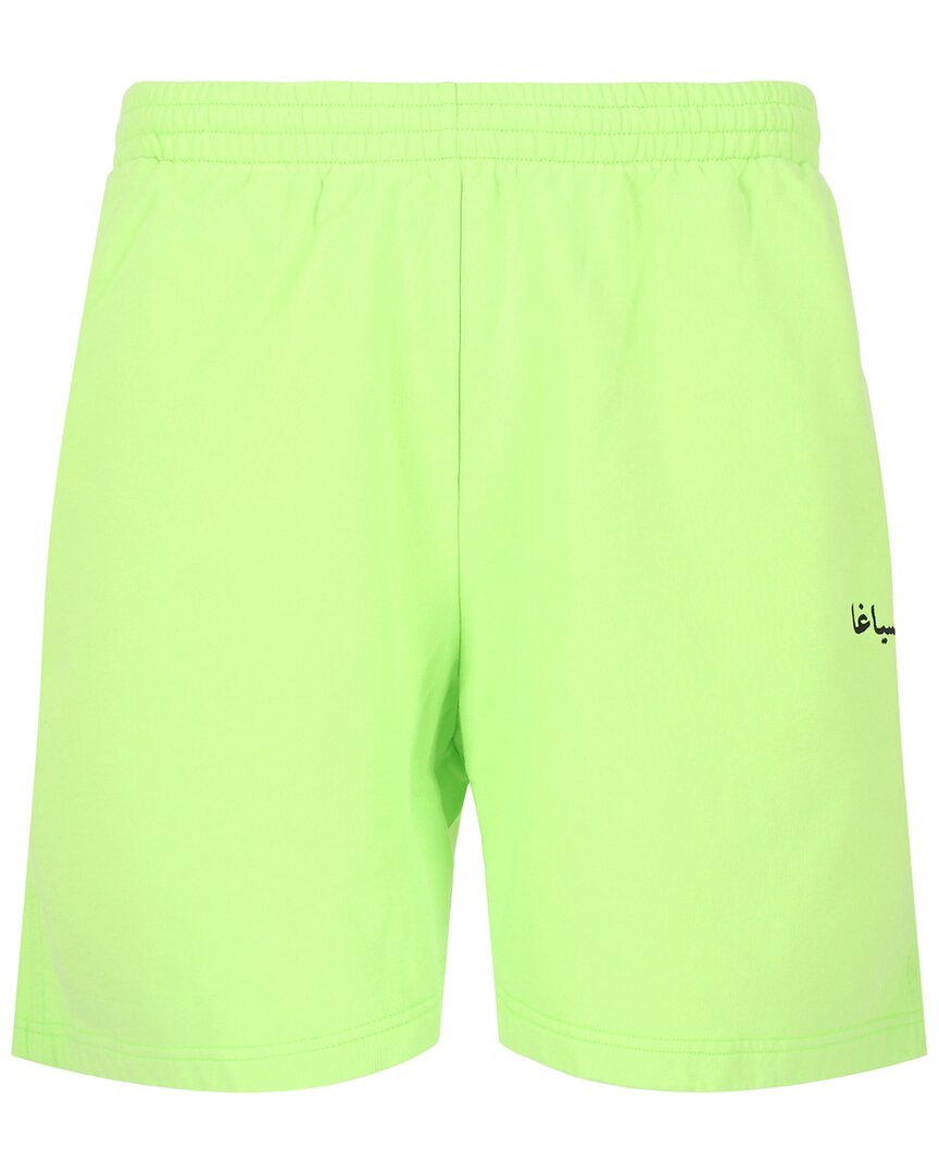 Balenciaga Graphic Printed Sweat Shorts In Green