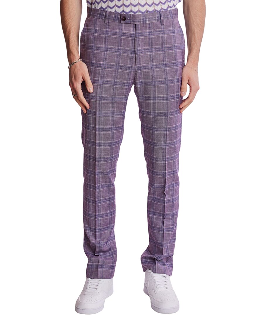 Paisley & Gray Downing Slim Flat Front Plaid Dress Pants In Multi