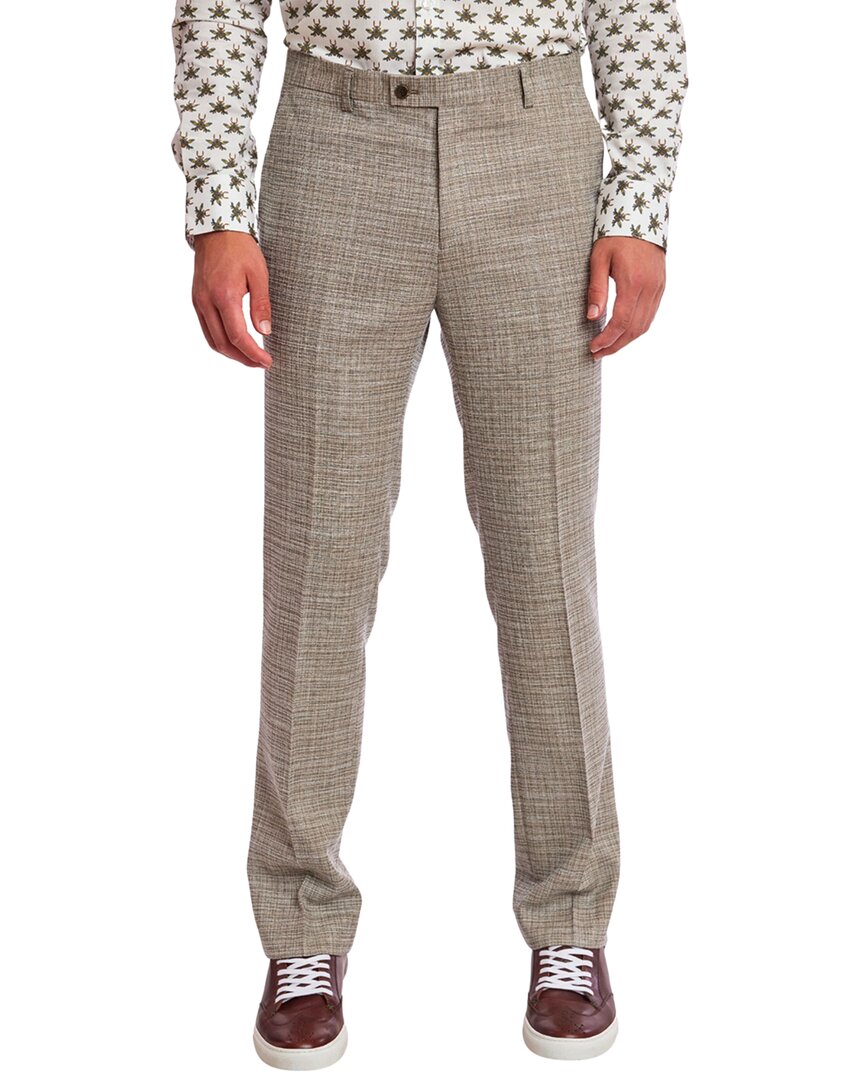Paisley & Gray Downing Slim Flat Front Crosshatch Textured Dress Pants In Multi