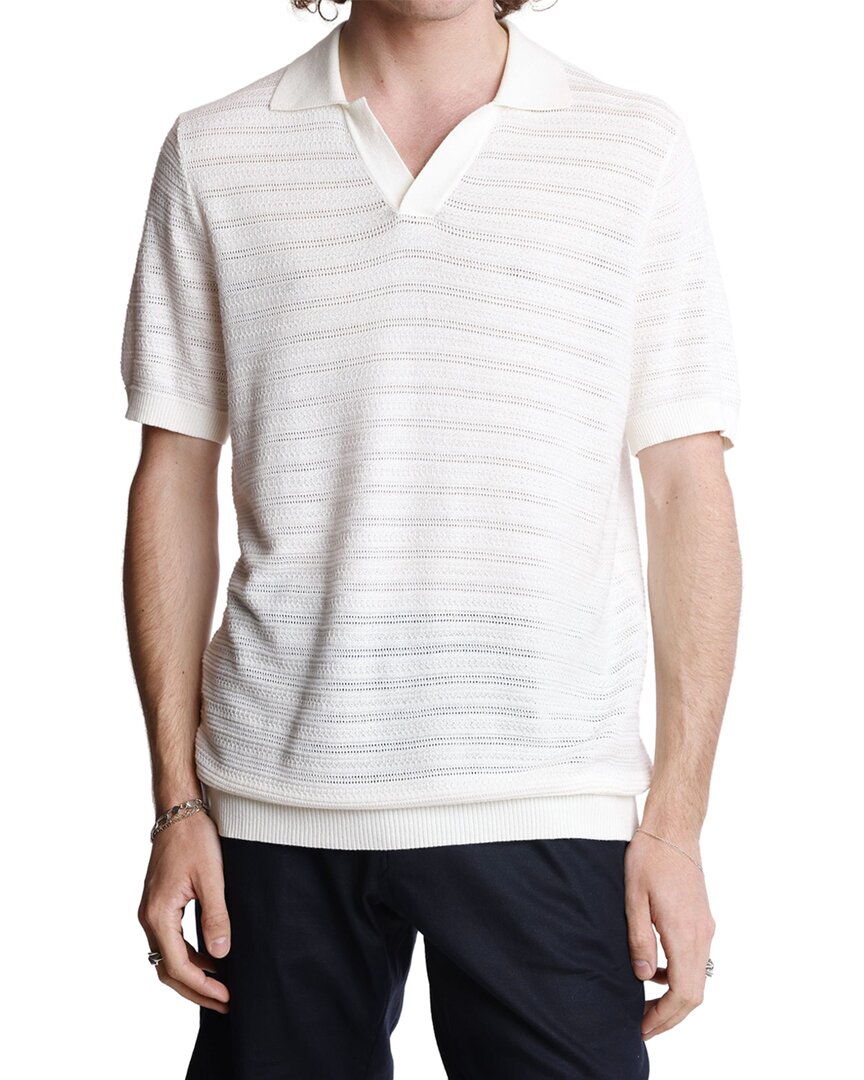 Paisley & Gray Open Knit Johnny Collar Polo In White
