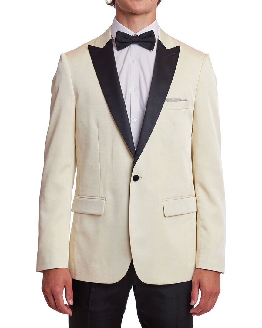 Paisley & Gray Grosvenor Slim Fit Peak Lapel Tuxedo Jacket In White