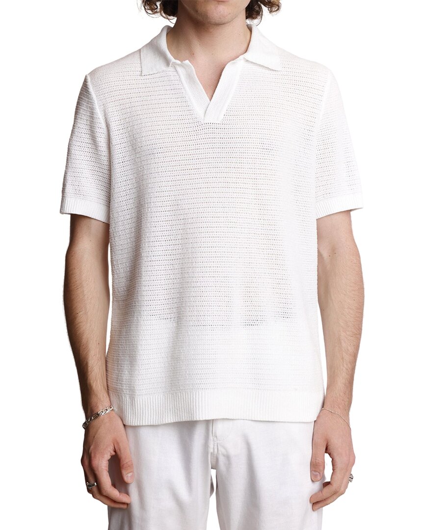 Paisley & Gray Open Knit Johnny Collar Polo In White