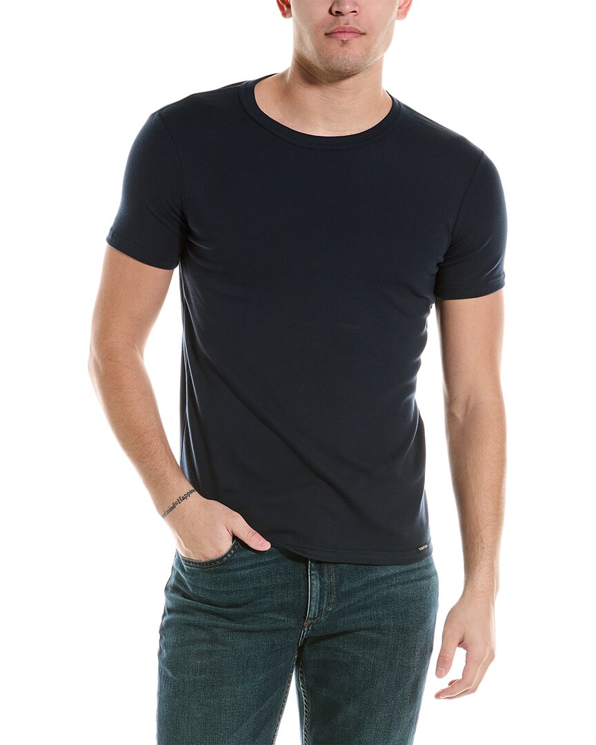 Tom Ford Placed Rib Slim-fit Lyocell And Cotton-blend Jersey T-shirt In Black