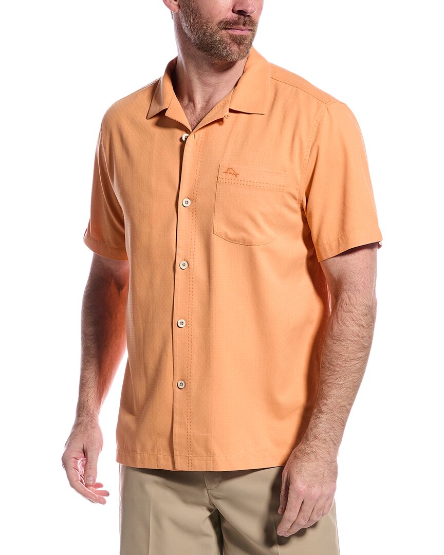 Tommy Bahama Coastal Breeze Check Silk-blend Shirt In Orange