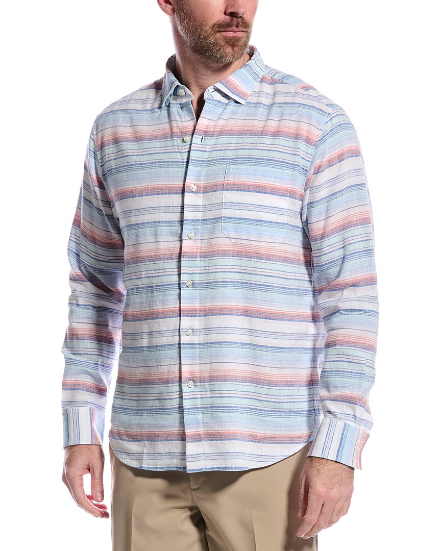 Tommy Bahama Barbados Breeze Airy Stripe Linen-blend Shirt In Pink