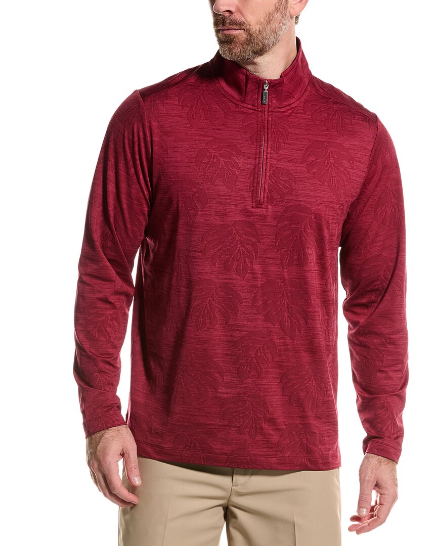 Tommy Bahama Monstera Fade 1/2-zip Mock Pullover In Red