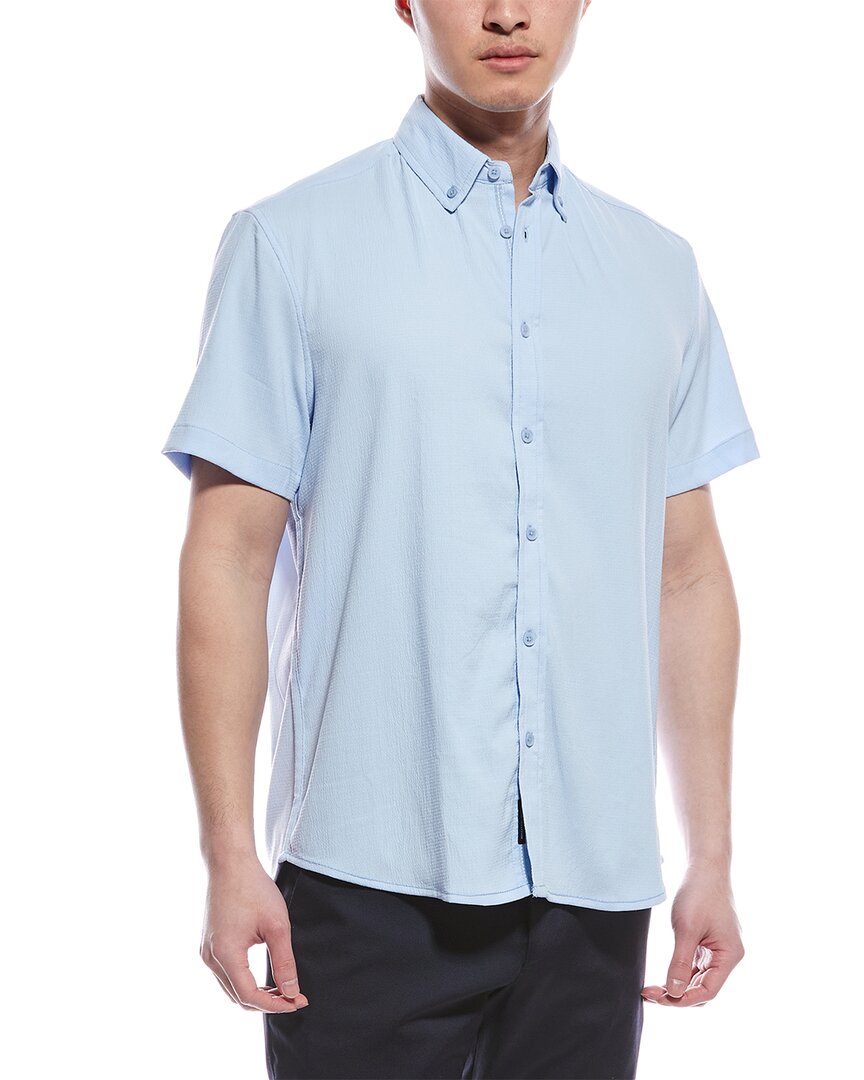 Report Collection Seersucker Shirt In Blue