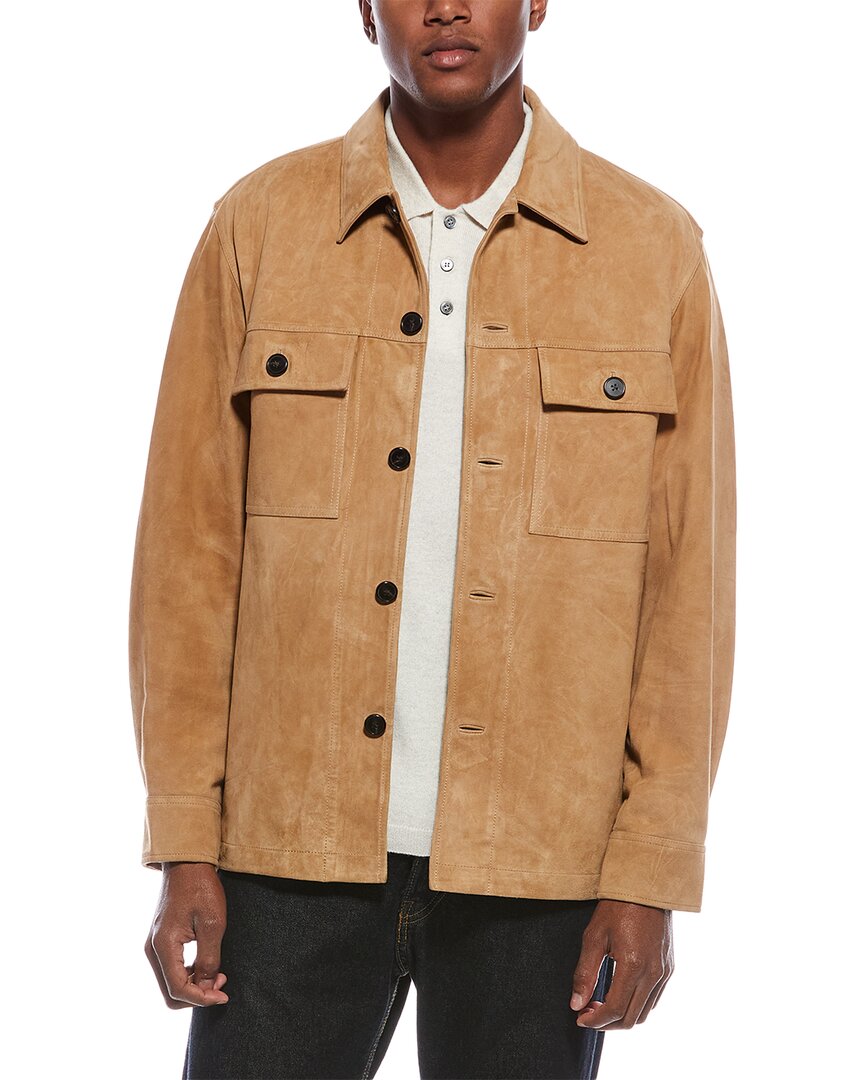 Theory Closson Military Jacket In Suede In Brown