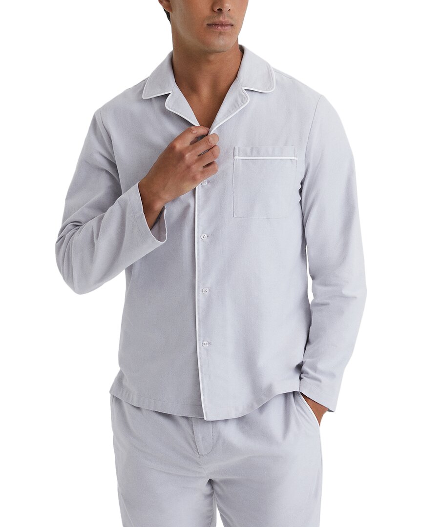 Reiss Ice Grey Keddington Cotton Button-through Pyjama Shirt