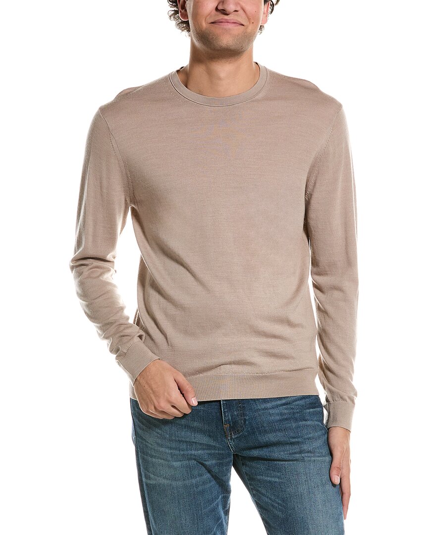 Reiss Wheat Melange Merino Wool Crew Neck Jumper In Neutral
