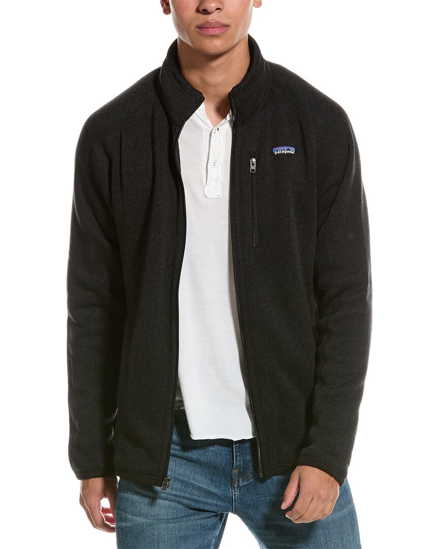 Patagonia Textured Knit Black Zip-through Sweater In Black