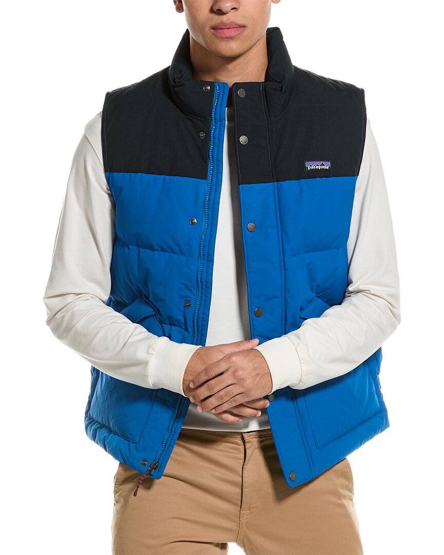 Patagonia Quilted Sleeveless High Neck Vest In Blue