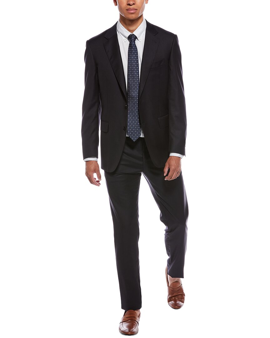 Canali Wool Suit With Flat Front Pant In Black