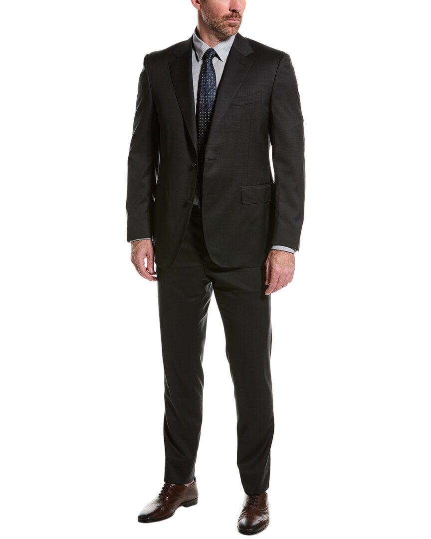 Canali Wool Suit With Flat Front Pant In Grey
